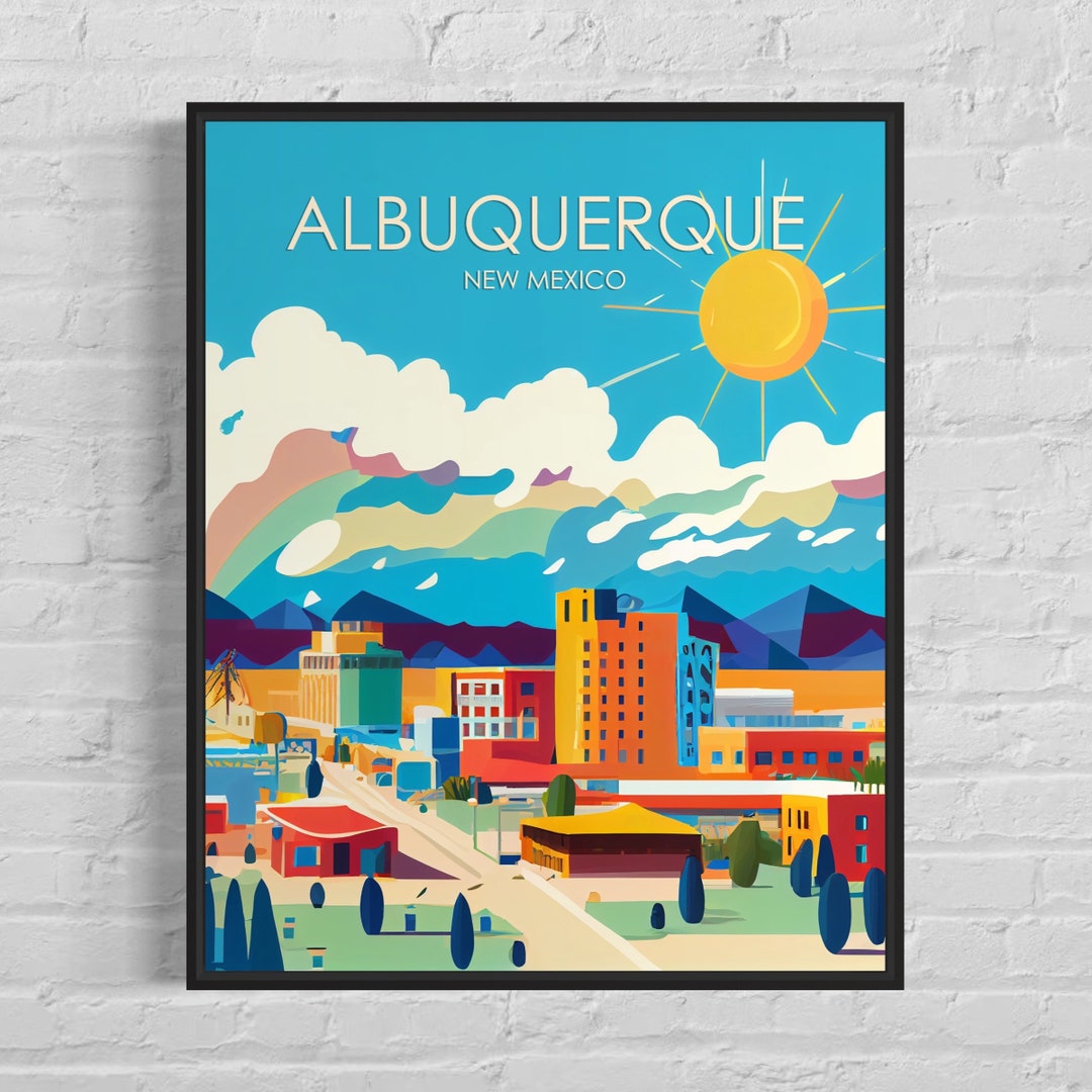 Albuquerque New Mexico Retro Art Print, Albuquerque Wall Art Illustration, Albuquerque Vintage