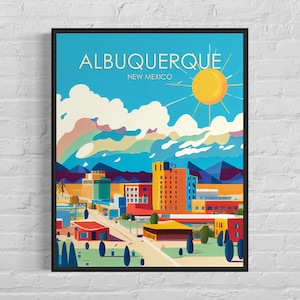 Albuquerque New Mexico Retro Art Print, Albuquerque Wall Art Illustration, Albuquerque Vintage Minimal Design Poster