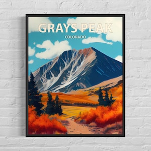Grays Peak Colorado Retro Art Print, Grays Peak Wall Art Painting, Grays Peak vintage minimalistisch design poster