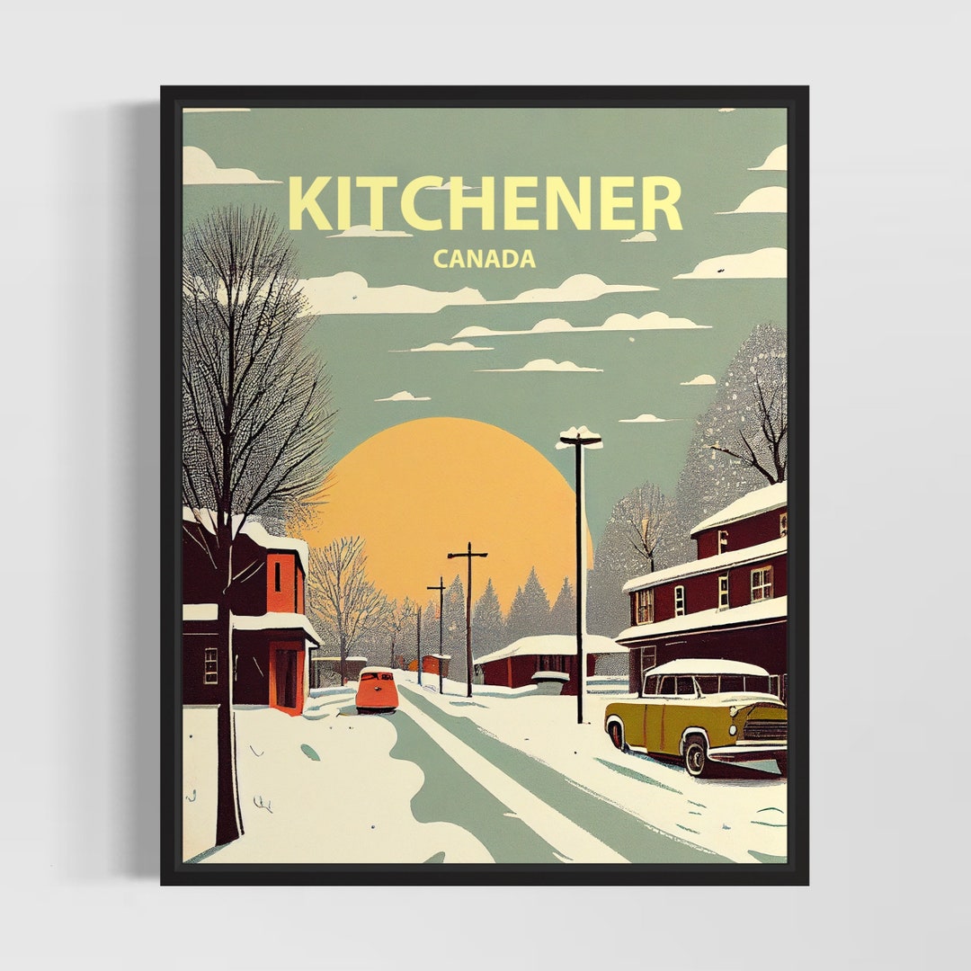 Kitchener Retro Art Print, Kitchener Wall Art Illustration, Kitchener