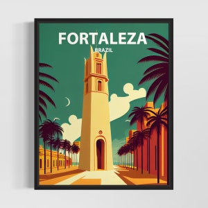 Fortaleza Retro Art Print, Fortaleza Wall Art Illustration, Fortaleza Vintage Minimal Design Poster