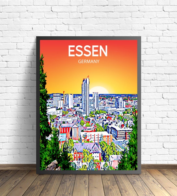 Essen Allemagne Affiche dart Coucher de soleil / Affiche de nuit Impression  dart, Art mural moderne de la ville dEssen, Toile Skyline colorée -   Canada