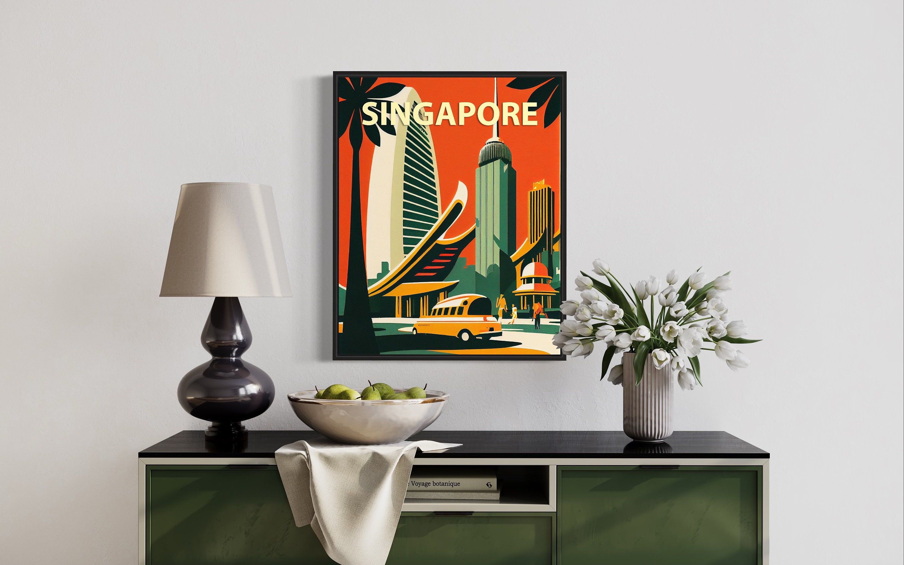 Singapore Retro Art Print Singapore Wall Art Illustration Etsy