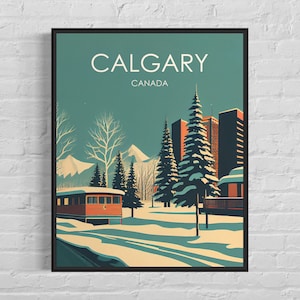 Calgary Canada Retro Art Print, Calgary Wall Art Illustration, Calgary Vintage Minimal Design Poster