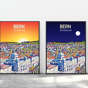 Bern Switzerland Art Poster, Sunset Art Poster Print Artwork Picture, Bern Photo Decor
