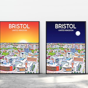Bristol United Kingdom Art Poster, Sunset Art Poster Print Artwork Picture, Bristol Photo Decor