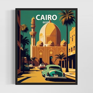 Kairo Retro Kunstdruck, Kairo Wand Kunst Illustration, Kairo Vintage Minimal Design Poster