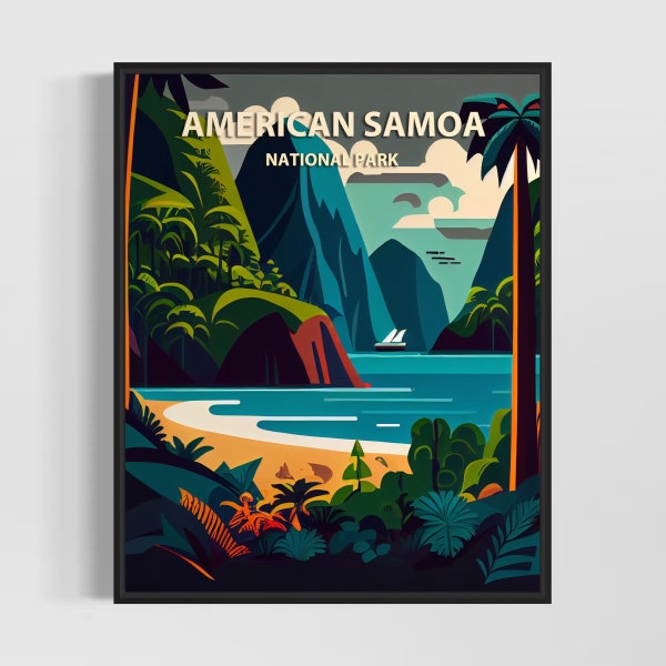 Samoa National Park Retro Art Print, Samoa National Park Illustration, Samoa National Park Vintage Minimal Design Poster