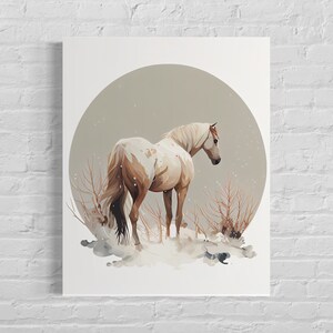 Impresión de arte retro de caballo, ilustración de caballo, póster de diseño minimalista vintage de caballo