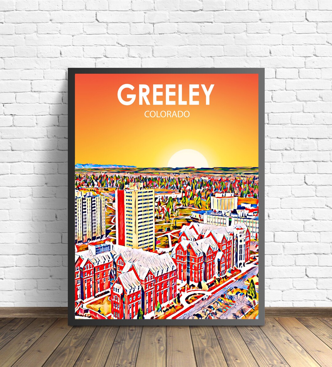 Greeley CO Art Poster Sunset Landscape Poster Print, Greeley Wall Art ...