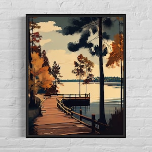 Lake Martin Alabama Retro Kunstdruck, Lake Martin Alabama Wandkunst Illustration, Lake Martin Alabama Vintage 1960er Jahre Design Poster Artwork