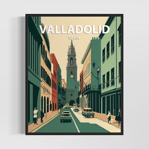 Valladolid Spanien Retro Kunstdruck, Valladolid Wand Kunst Illustration, Valladolid Vintage Minimal Design Poster