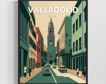 Valladolid Spain Retro Art Print, Valladolid Wall Art Illustration, Valladolid Vintage Minimal Design Poster