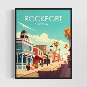Rockport California Retro Art Print, Rockport Ca Art Illustration, Rockport Vintage Minimal Design Poster
