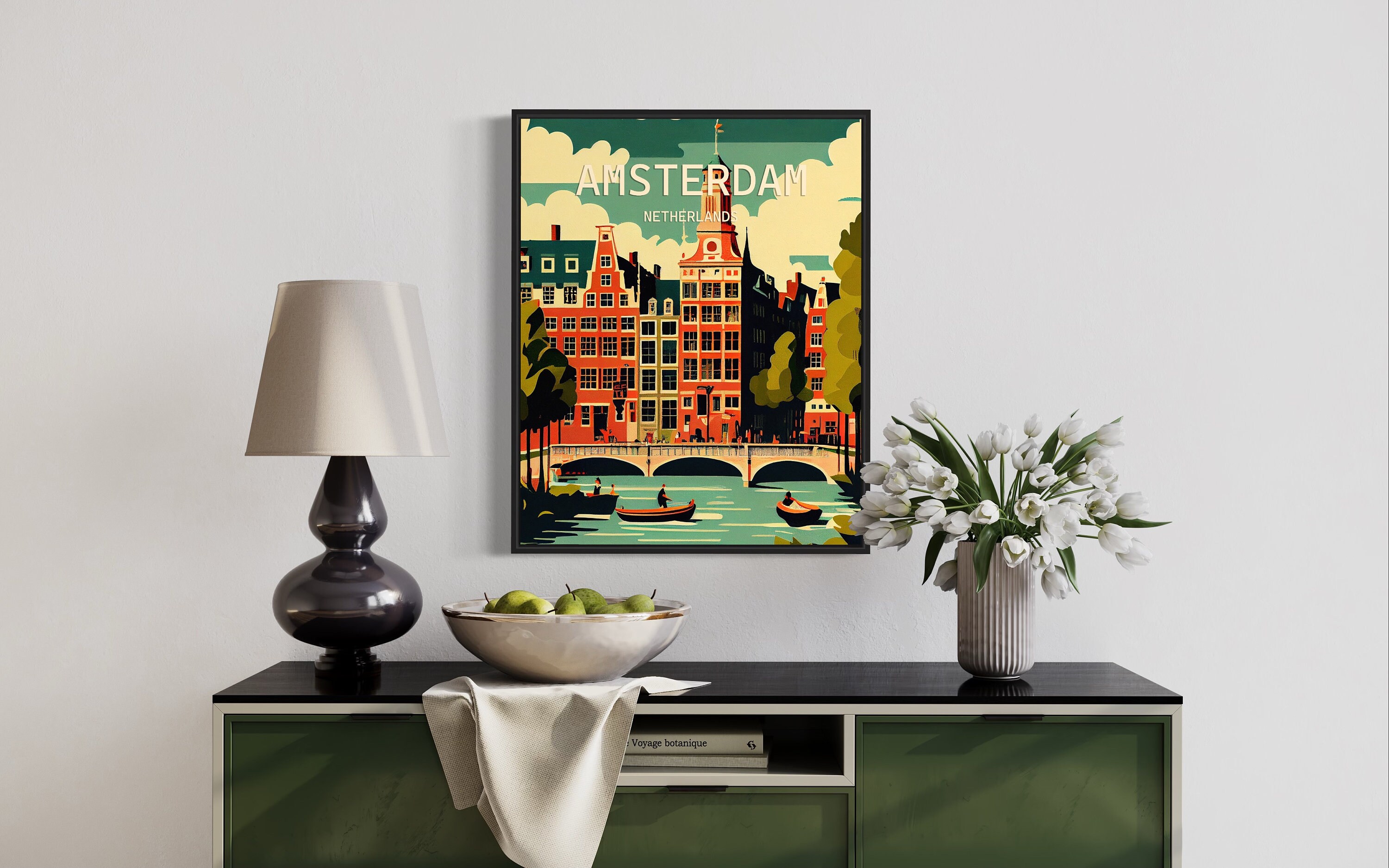 Amsterdam Netherlands Retro Art Print, Amsterdam Wall Art Illustration,  Amsterdam Vintage Minimal Design Poster - Etsy