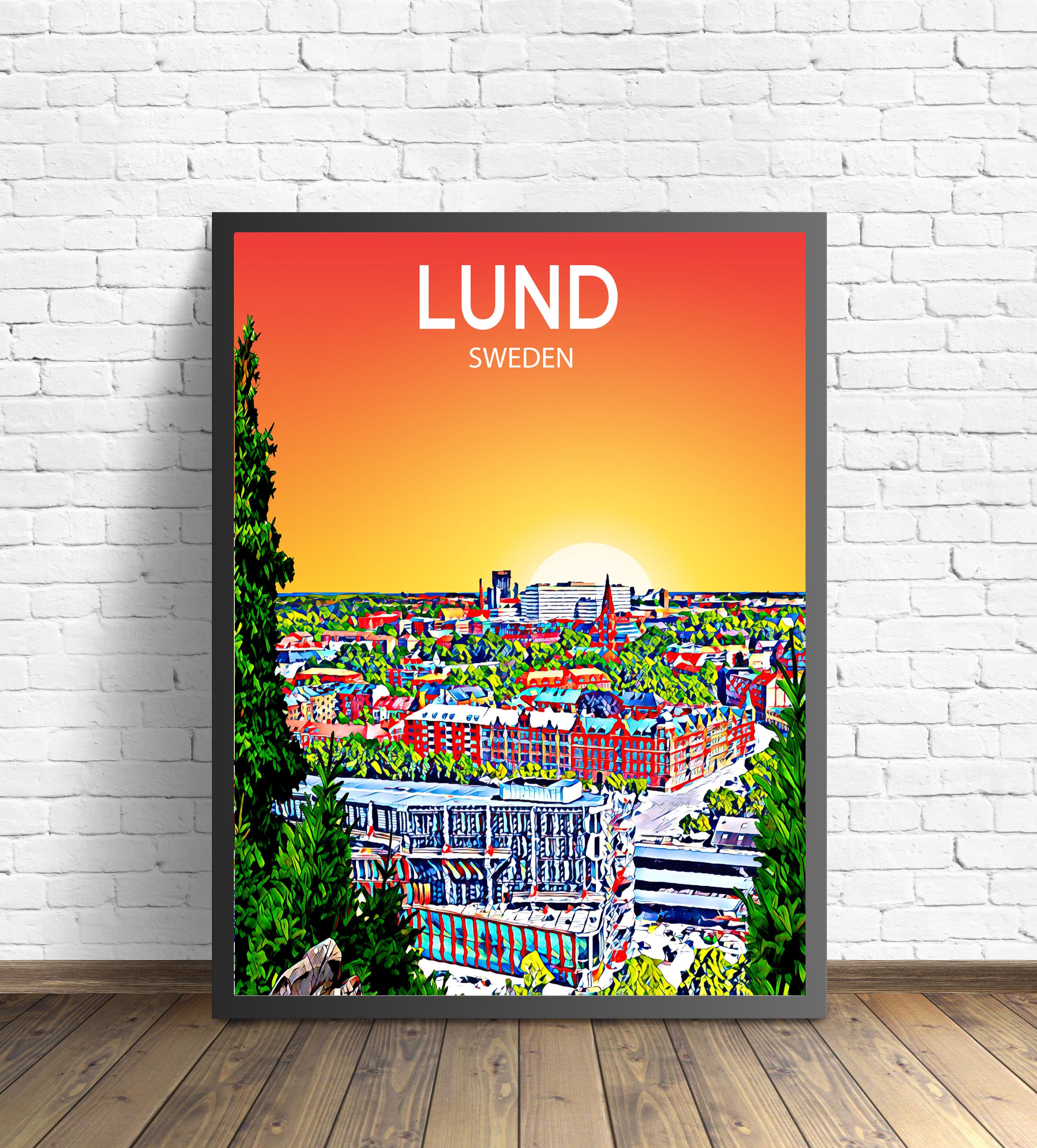 impressionisme umoral kalender Lund Sweden Art Poster Sunset / Night Poster Art Print Lund - Etsy