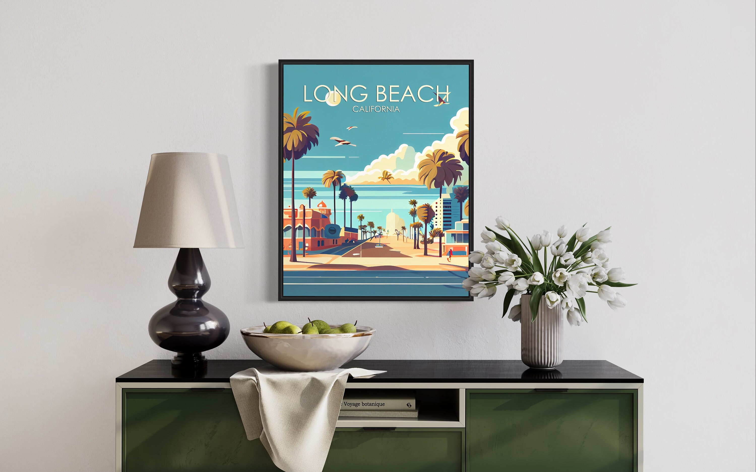 Long Beach California Retro Art Print, Long Beach Art
