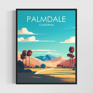 Palmdale California Retro Art Print, Palmdale Art Illustration, Palmdale Vintage Minimal Design Poster