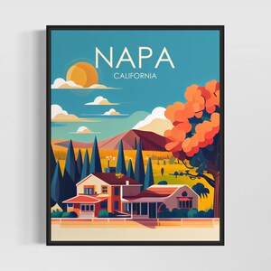 Napa California Retro Kunstdruck, Napa Ca Kunst Illustration, Napa Ca Vintage Minimal Design Poster