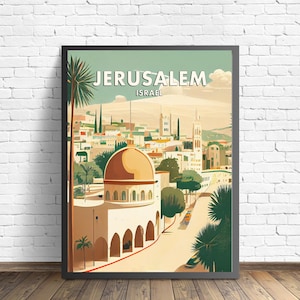 Jerusalem Retro Art Print, Jerusalem Wall Art Illustration, Jerusalem Vintage Minimal Design Poster