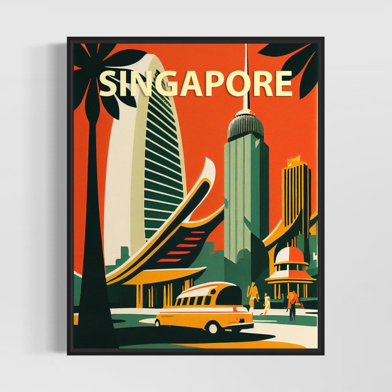 Singapore Retro Art Print Singapore Wall Art Illustration Etsy