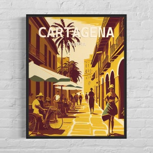 Impresión de arte retro de Cartagena, ilustración de arte mural de Cartagena, póster de diseño minimalista vintage de Cartagena