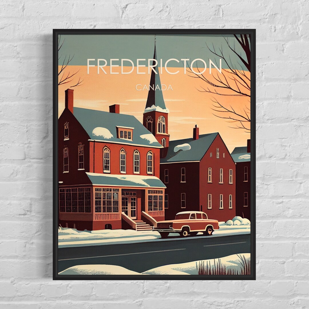 Fredericton Canada Retro Art Print, Fredericton Wall Art Illustration