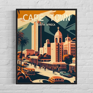 Cape Town South Africa Retro Art Print, Cape Town Wall Art Illustration, Cape Town Vintage Minimal Design Poster
