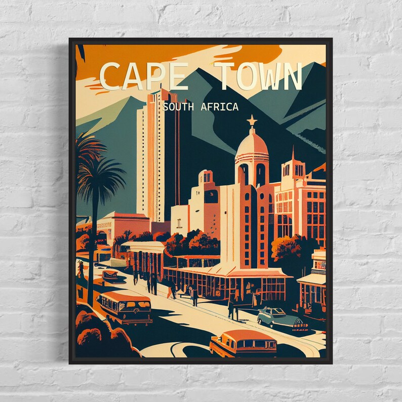 Cape Town South Africa Retro Art Print Cape Town Wall Art Etsy