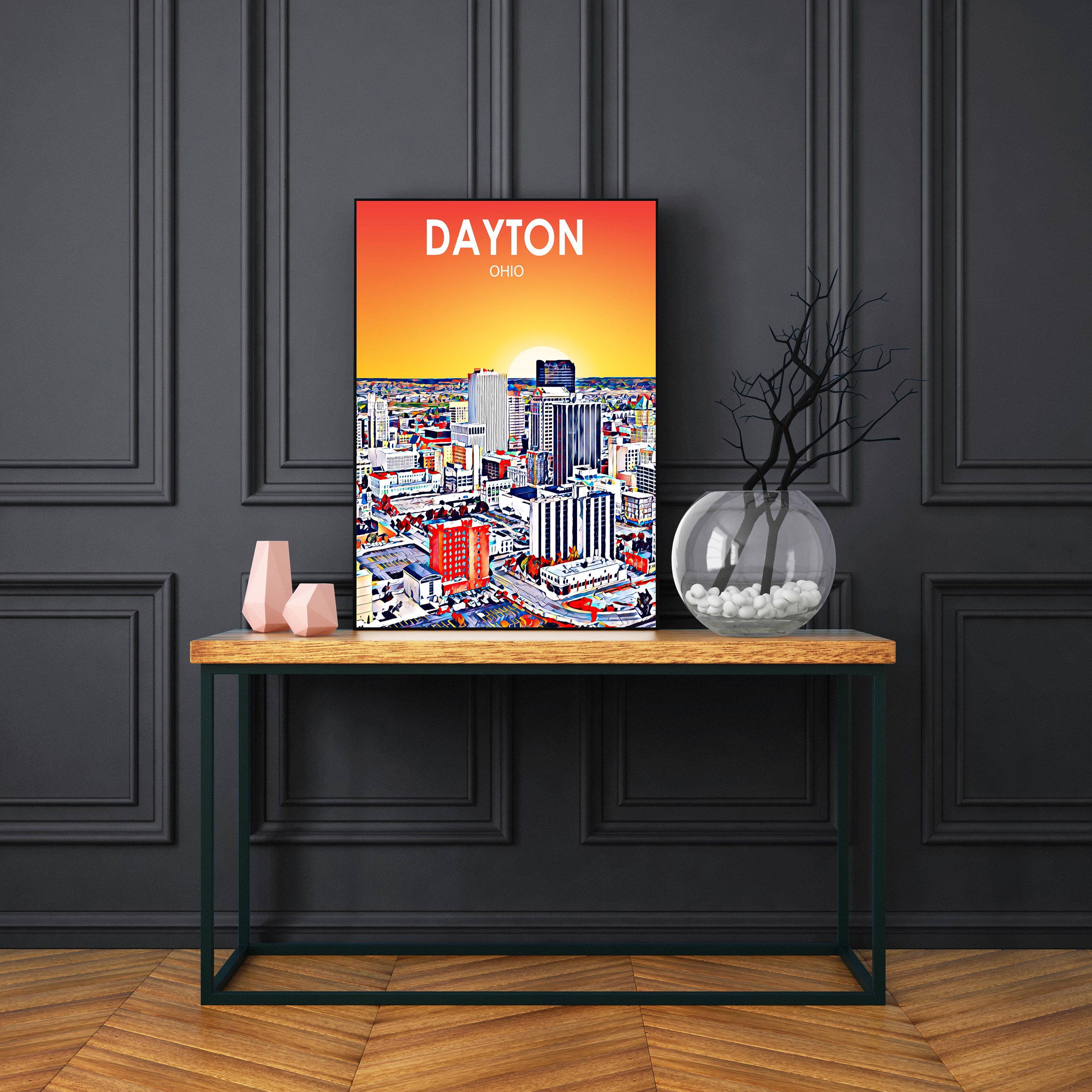 Dayton Ohio Art Poster Sunset Landscape Poster Print, Dayton