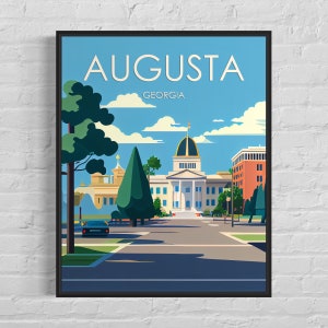 Augusta Georgia Retro Art Print, Augusta Wall Art Illustration, Augusta Vintage Minimal Design Poster