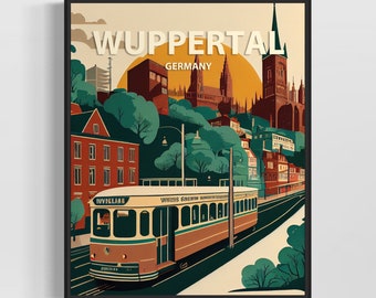 Wuppertal Germany Retro Art Print, Wuppertal Wall Art Illustration, Wuppertal Vintage Minimal Design Poster