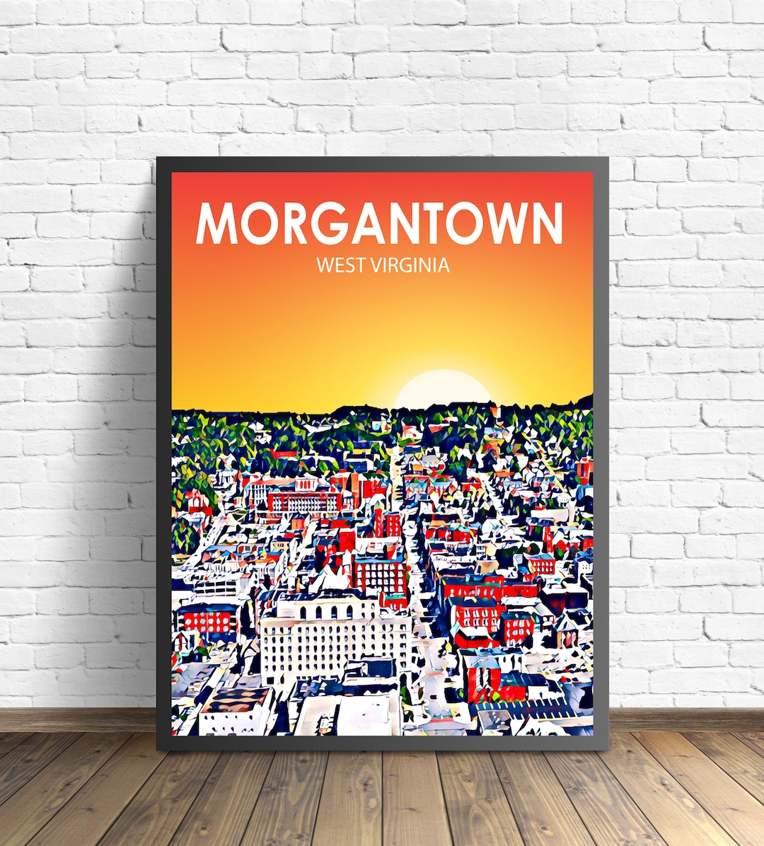 WV Art Poster, West Virginia Sunset Landscape Poster Print