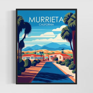 Murrieta California Retro Art Print, Murrieta Art Illustration, Murrieta Vintage Minimal Design Poster