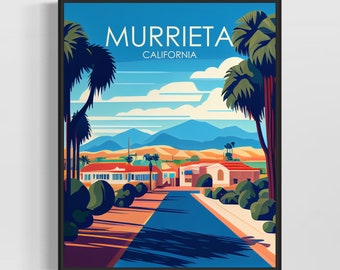 Murrieta California Retro Art Print, Murrieta Art Illustration, Murrieta Vintage Minimal Design Poster