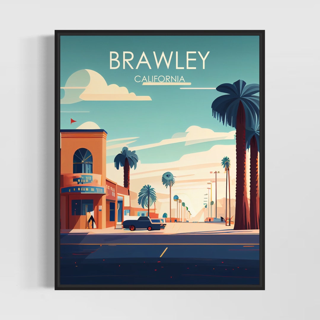 Brawley California Retro Art Print, Brawley Wall Art Illustration