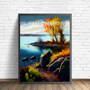 Lake Ontario Retro Kunstdruck, Lake Ontario Wand Kunst Illustration, Lake Ontario Vintage 1960er Jahre Design Poster Artwork