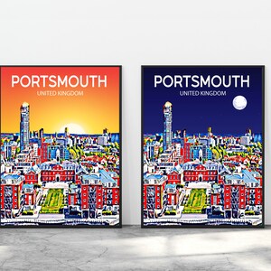 Portsmouth United Kingdom Sunset Art Poster Print Artwork, Portsmouth Photo Decor