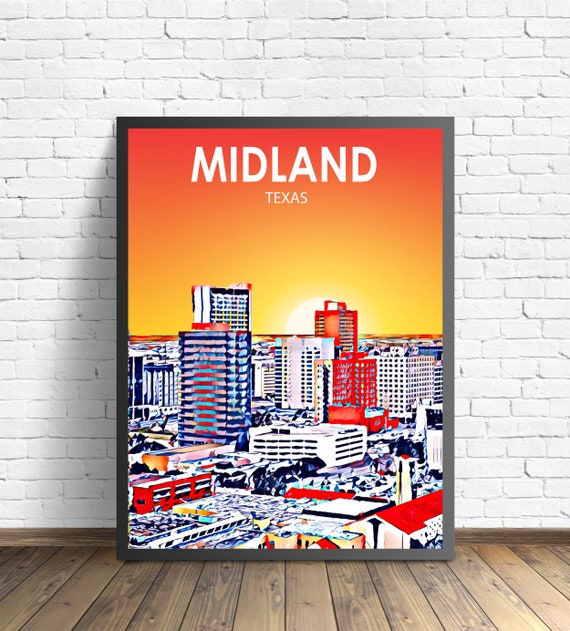 Midland Texas Art Poster Sunset Landscape Poster Print Etsy