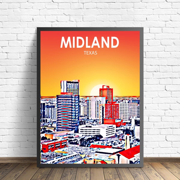 Midland Skyline Poster Etsy