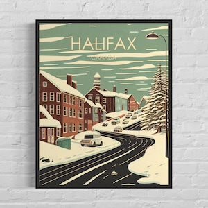 Halifax Canada Retro Art Print, Halifax Wall Art Illustration, Halifax Vintage Minimal Design Poster