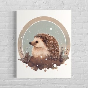 Hedgehog Retro Art Print, Hedgehog Illustration, Hedgehog Vintage Minimal Design Poster