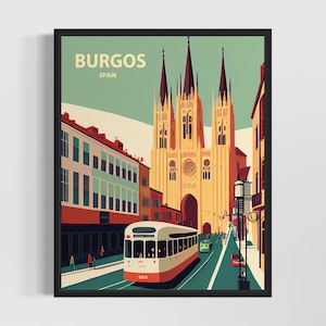 Burgos Spanien Retro Kunstdruck, Burgos Wandkunst Illustration, Burgos Vintage Minimal Design Poster