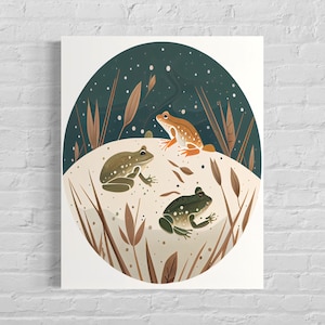 Frogs Retro Art Print, Frogs Illustration, Frogs Vintage Minimal Design Poster
