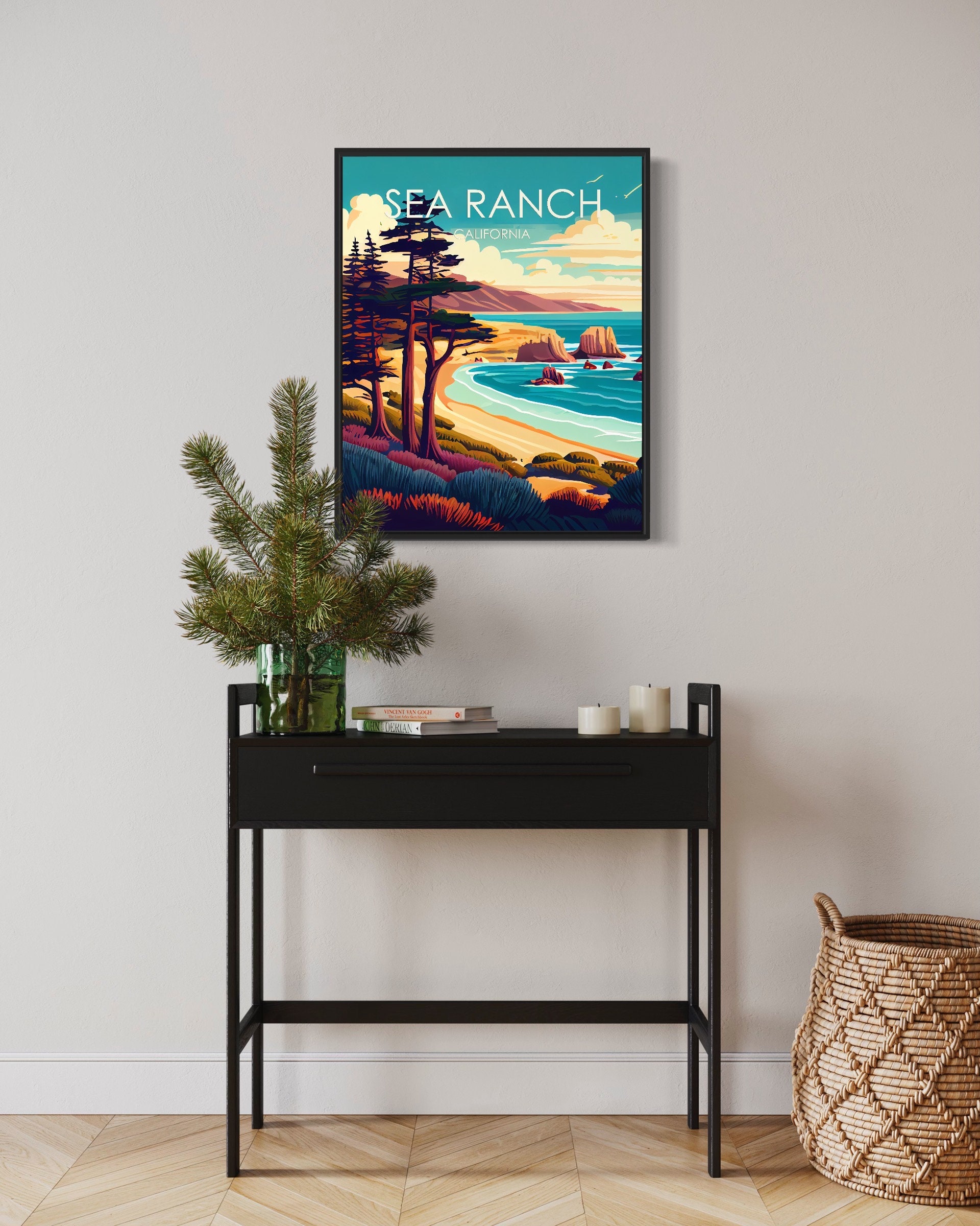 Sea Ranch California Retro Art Print, Sea Ranch Art