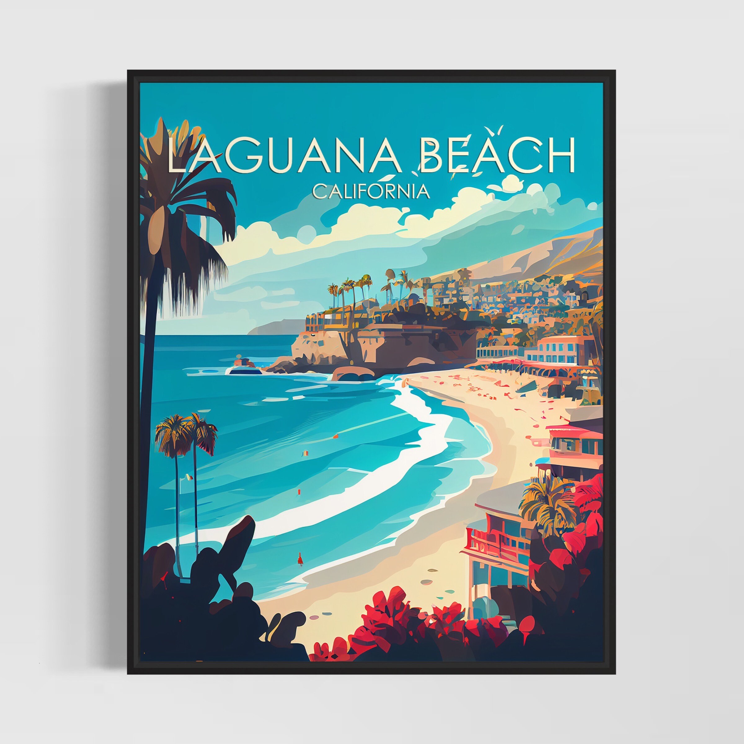 Laguna Beach California Retro Art Print Laguna Beach Art Etsy