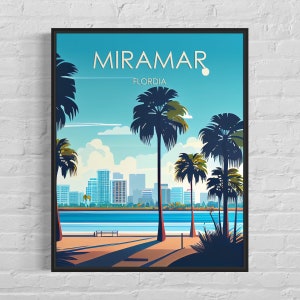 Miramar Florida Retro Art Print, Miramar Wall Art Illustration, Miramar Vintage Minimal Design Poster