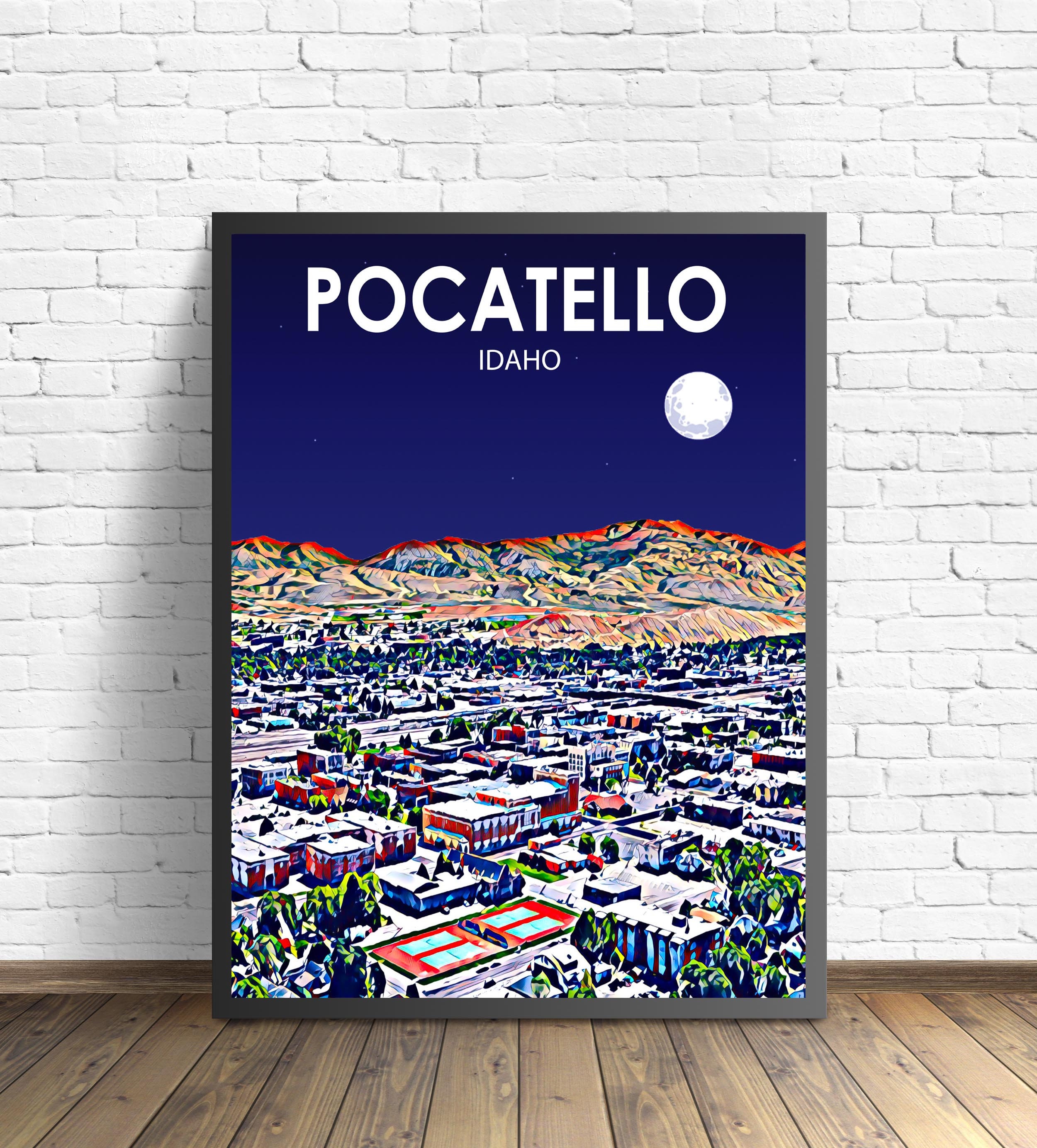 Pocatello ID Art Poster Idaho Sunset Landscape Poster Print
