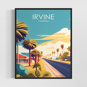Irvine California Retro Art Print, Irvine Art Illustration, Irvine Vintage Minimal Design Poster
