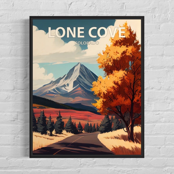 Impression d'art rétro Lone Cone Colorado, peinture d'art mural Lone Cone, affiche design minimaliste vintage Lone Cone